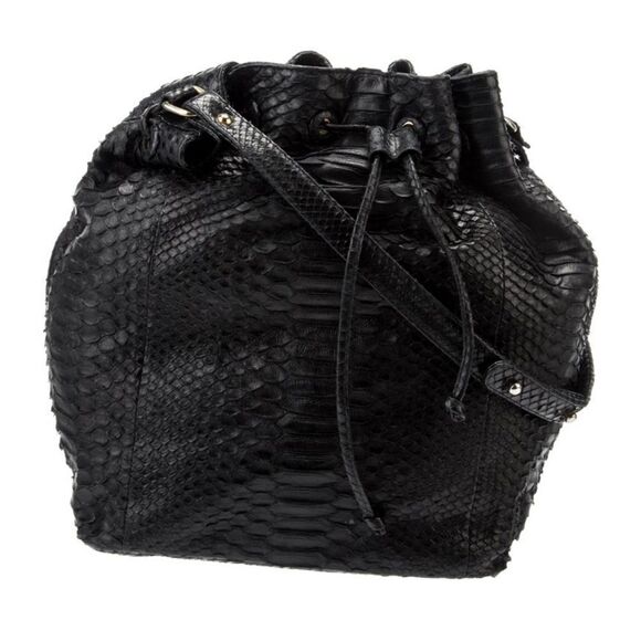 HUNTING SEASON Python Black Bucket Bag - Picture 4 of 8